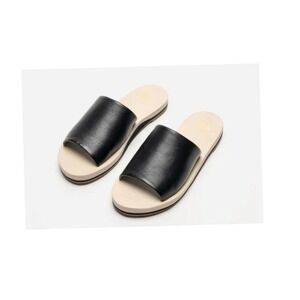 Frances Valentine New York Black‎ Cloud Leather Slides Sandals Size 9B